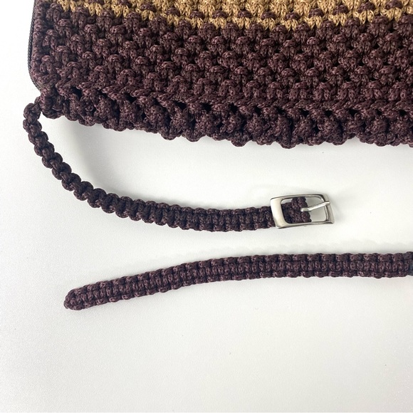 Macrame Crossbody Boho Style Purse Neutral Brown Tan Cream with Adjustable Strap - Picture 11 of 15